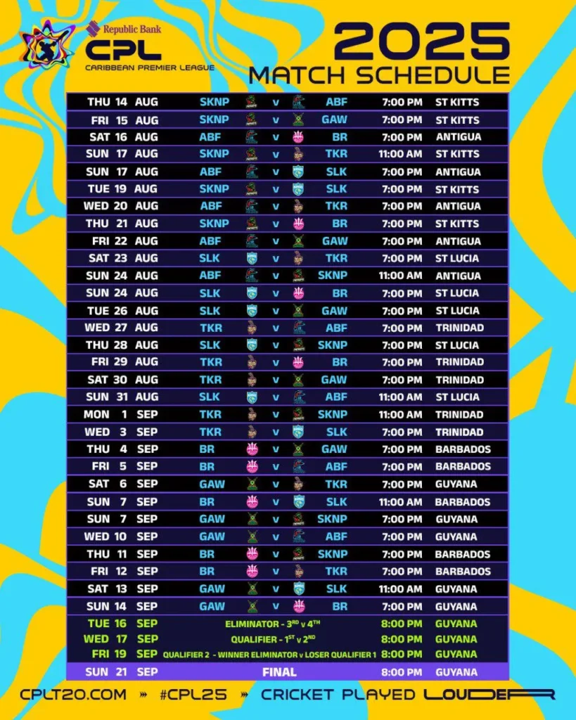 CPL Schedule 2025